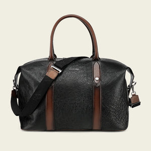 Cuadra Men's Smooth Ostrich Travel Duffel Bag, Black