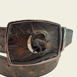 Cuadra Men's Ostrich Leather Belt, Golden