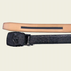 Cuadra Men's Ostrich Leather Belt, Black