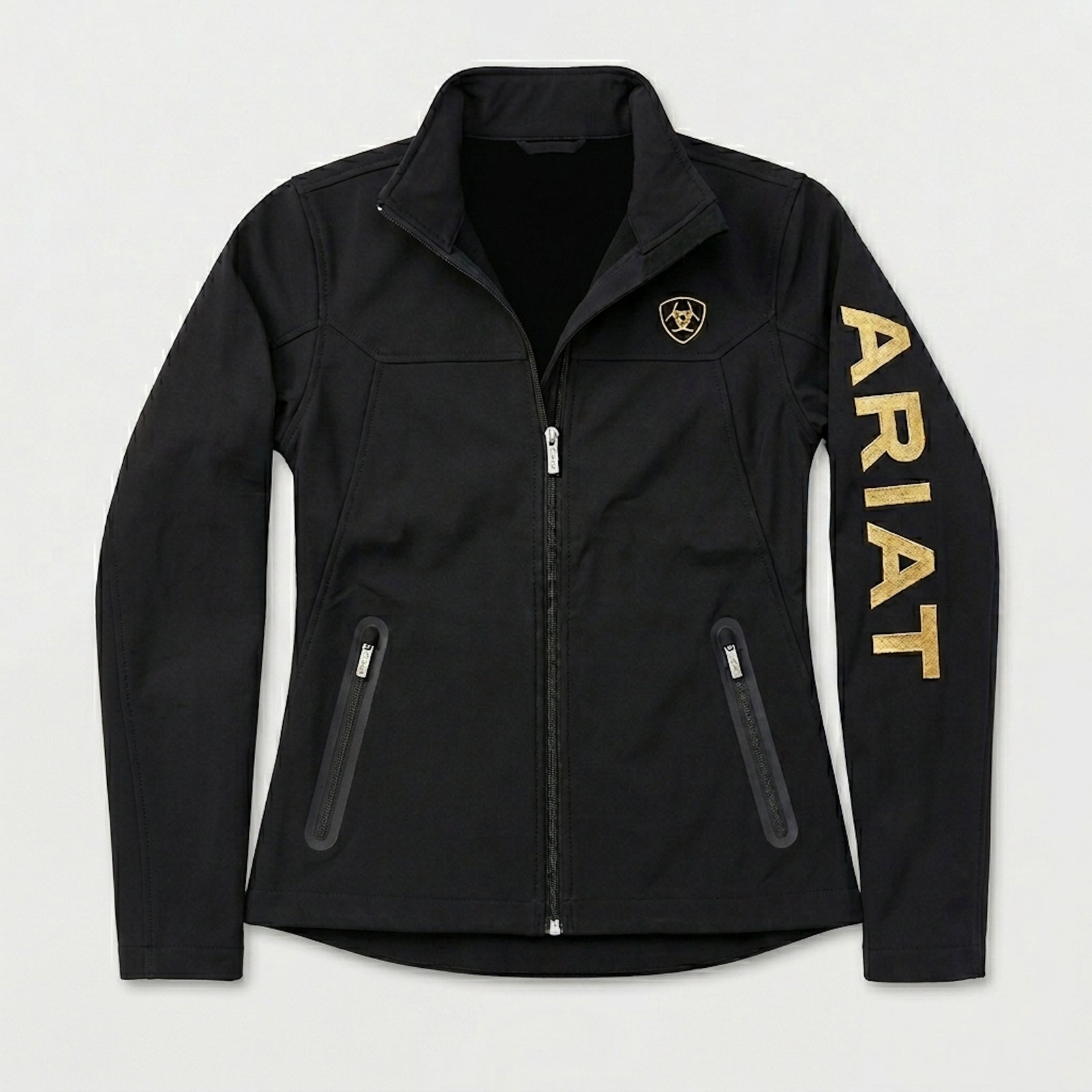 Ariat Women's Classic Team Softshell Brand Jacket, Black/Gold