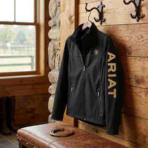 Ariat Women's Classic Team Softshell Brand Jacket, Black/Gold