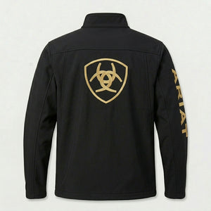 Ariat Men's New Team Softshell Brand Jacket, Black/Gold