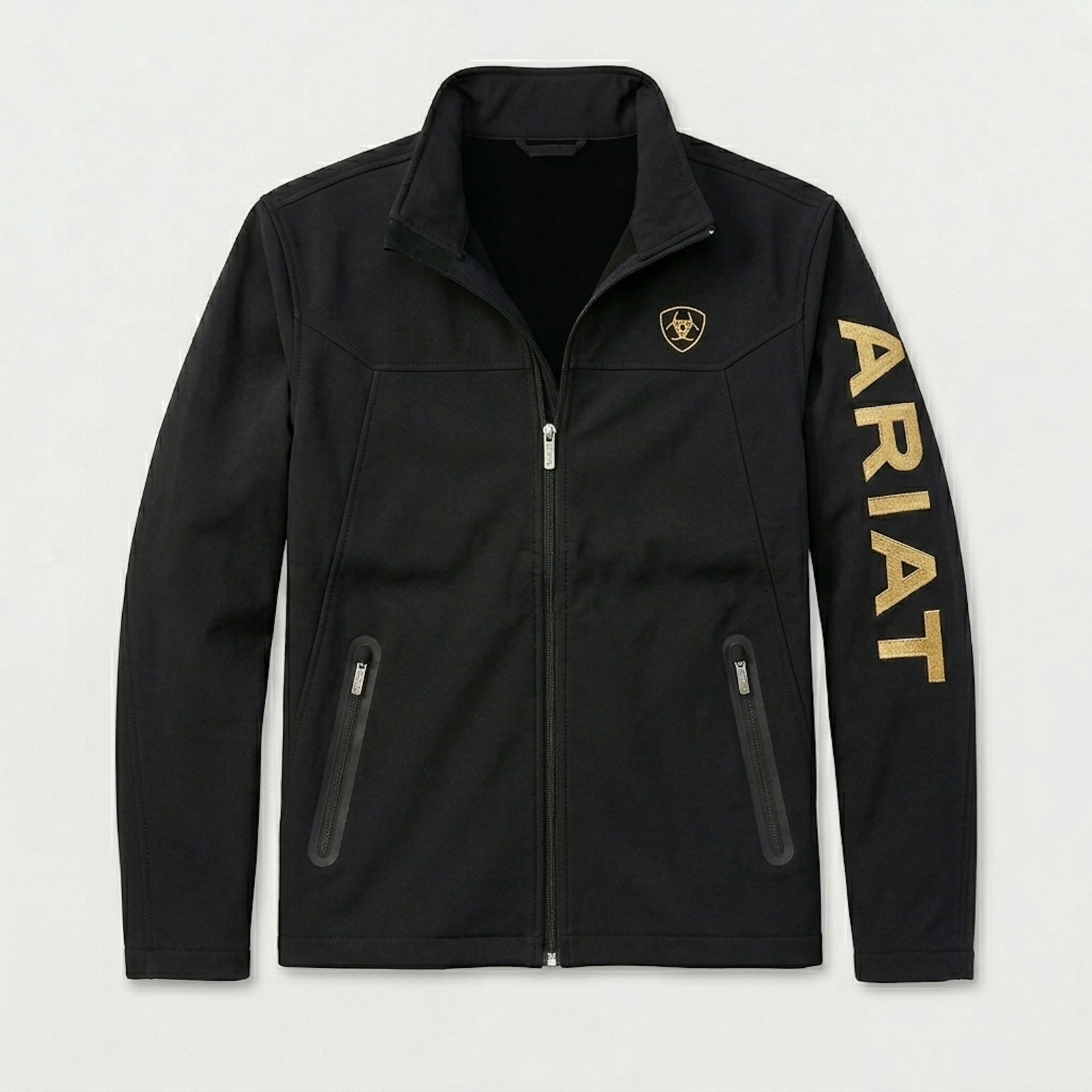 Ariat Men's New Team Softshell Brand Jacket, Black/Gold