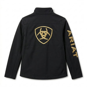 Ariat Youth New Team Softshell Brand Jacket, Black/Gold