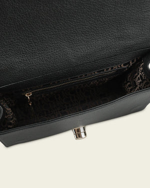 Cuadra Women’s Bovine Leather Clutch with Crystals Shoulder Bag, Black