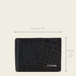 Cuadra Men's Alligator and Bovine Leather Wallet, Black