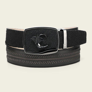 Cuadra Men's Stingray Leather Belt, Black
