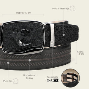 Cuadra Men's Stingray Leather Belt, Black