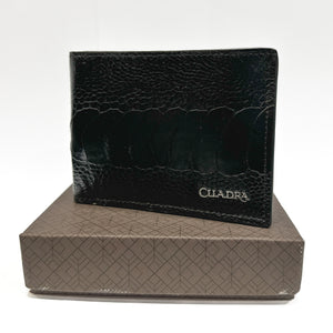 Cuadra Men's Ostrich Leg Leather Wallet, Black