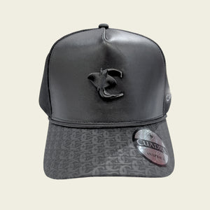 Cuadra Unisex Stingray Emblem Bovine Leather Cap, Black