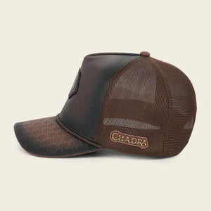 Cuadra Unisex Caiman Leather Patch Cap, Brown