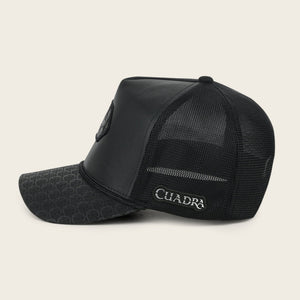 Cuadra Unisex Caiman Leather Patch Cap, Black