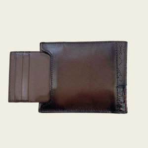 Cuadra Men's Alligator Leather Laser Wallet, Chocolate