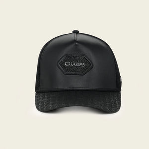 Cuadra Unisex Stingray Leather Patch Cap, Black