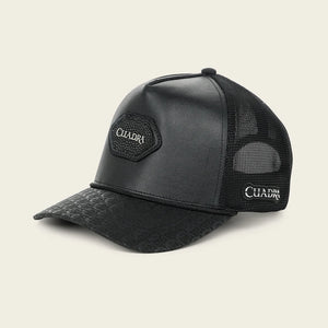 Cuadra Unisex Stingray Leather Patch Cap, Black