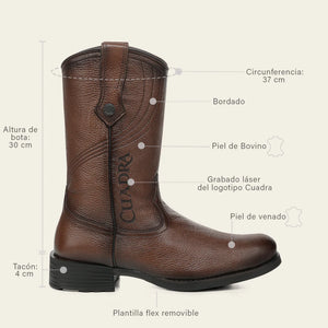 Cuadra Men's Deer Leather Round Toe Boot, Honey