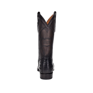 Cuadra Men's Caiman Belly Leather Round Toe Boot, Black