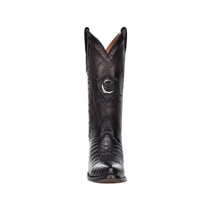 Cuadra Men's Caiman Belly Leather Round Toe Boot, Black