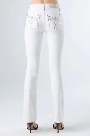 Miss Me Women's Mid Rise Bootcut Denim Jeans, White