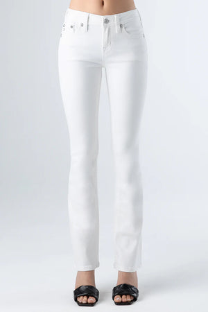 Miss Me Women's Mid Rise Bootcut Denim Jeans, White