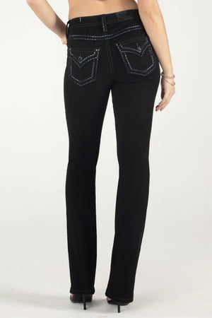 Miss Me Women's Mid Rise Bootcut Denim Jeans, Black