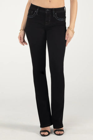 Miss Me Women's Mid Rise Bootcut Denim Jeans, Black