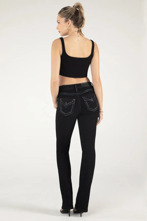 Miss Me Women's Mid Rise Bootcut Denim Jeans, Black