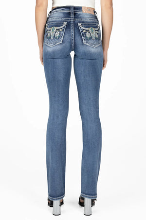 Miss Me Women's Mid Rise Bootcut Denim Jeans, Blue