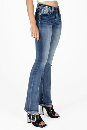 Miss Me Women's Mid Rise Bootcut Denim Jeans, Blue