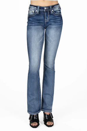 Miss Me Women's Mid Rise Bootcut Denim Jeans, Blue