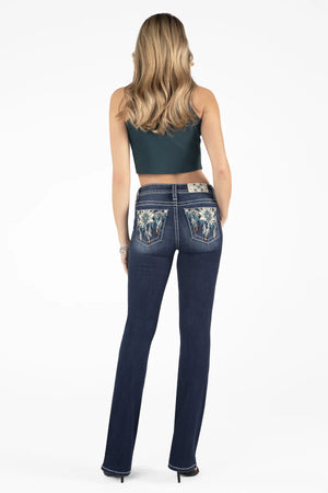 Miss Me Women's Mid Rise Bootcut Denim Jeans, Blue