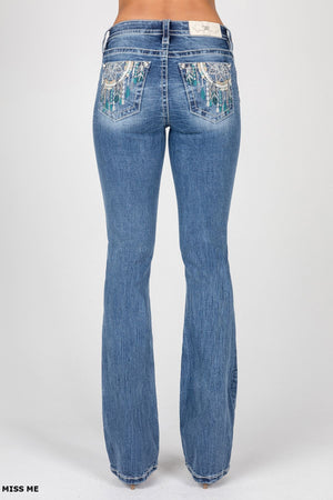 Miss Me Women's Mid Rise Bootcut Denim Jeans, Blue