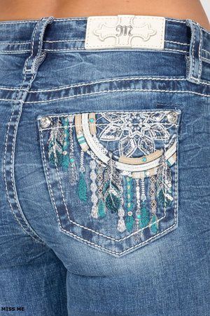 Miss Me Women's Mid Rise Bootcut Denim Jeans, Blue