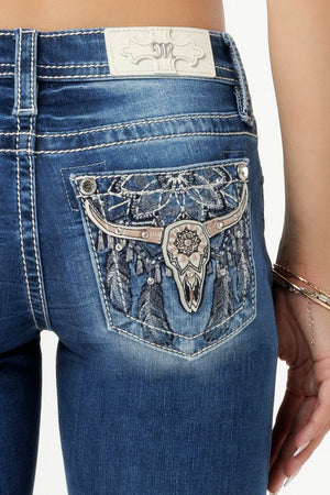 Miss Me Women's Mid Rise Bootcut Denim Jeans, Blue