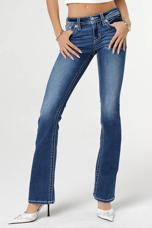 Miss Me Women's Mid Rise Bootcut Denim Jeans, Blue