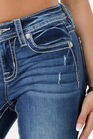 Miss Me Women's Mid Rise Bootcut Denim Jeans, Blue