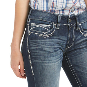 Ariat Women's R.E.A.L. Entwined Mid Rise Bootcut Denim Jeans, Marine