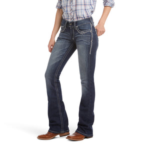 Ariat Women's R.E.A.L. Entwined Mid Rise Bootcut Denim Jeans, Marine