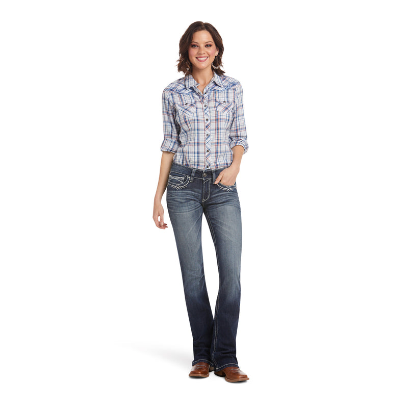 Ariat Women's R.E.A.L. Entwined Mid Rise Bootcut Denim Jeans, Marine