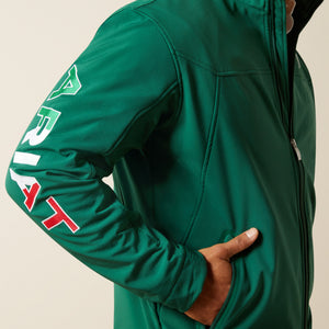 Ariat Men's New Team Softshell MEXICO Water Resistant Jacket, Verde