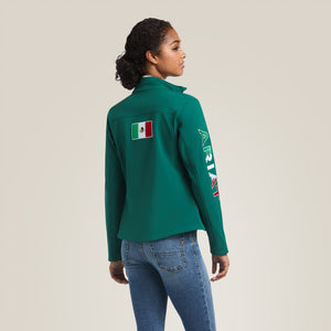 Ariat Women's Classic Team Softshell MEXICO Water Resistant Jacket, Verde