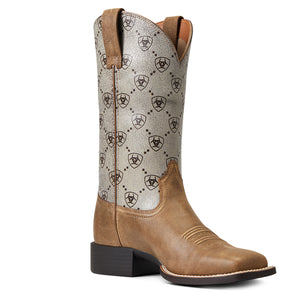 Ariat Women's Round Up Wide Square Toe Western Boot, Brown Bomber
