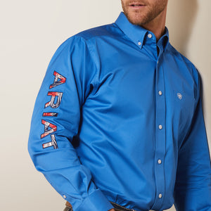 Ariat Men's Team Logo Twill Fitted Fit Long Sleeve Shirt, Campanula