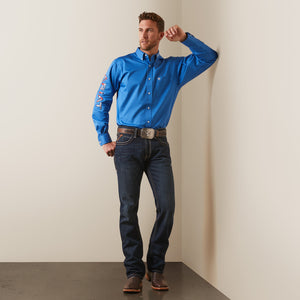 Ariat Men's Team Logo Twill Fitted Fit Long Sleeve Shirt, Campanula