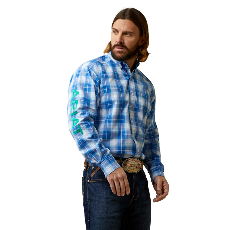 Ariat Men's Pro Series Team Logo Daxton Classic Fit Long Sleeve Shirt, Blue