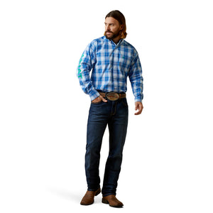 Ariat Men's Pro Series Team Logo Daxton Classic Fit Long Sleeve Shirt, Blue