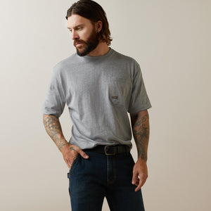 Ariat Men's Rebar Cotton Strong American Outdoors T-Shirt, Heather Grey