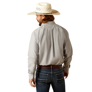 Ariat Men's Wrinkle Free Solid Pinpoint Oxford Classic Fit Shirt, Harbor Mist
