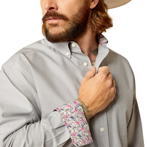Ariat Men's Wrinkle Free Solid Pinpoint Oxford Classic Fit Shirt, Harbor Mist