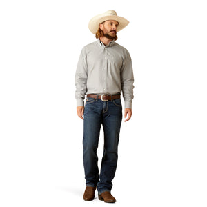 Ariat Men's Wrinkle Free Solid Pinpoint Oxford Classic Fit Shirt, Harbor Mist